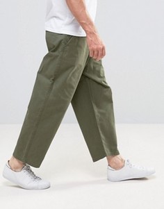 Широкие укороченные джинсы зеленого цвета в стиле милитари Dr Denim Melvin - Зеленый