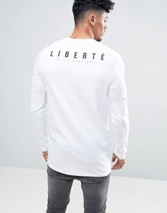 Длинный обтягивающий лонгслив с принтом Liberte на спине ASOS - Белый
