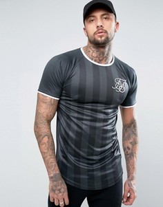 Черная футболка в крапинку с асимметричным краем SikSilk - Черный