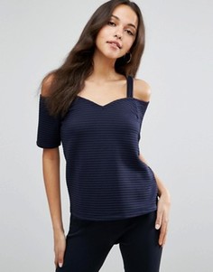 Топ с открытыми плечами и вырезом в форме сердца ASOS - Темно-синий