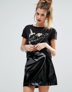Футболка с логотипом и птицами Love Moschino - Черный