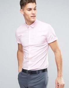 Розовая эластичная оксфордская рубашка узкого кроя ASOS - Розовый