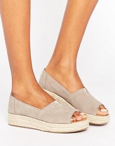 Эспадрильи на платформе с открытым носком TOMS Alpargata Desert Taupe - Серый