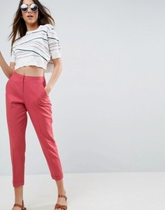 Льняные брюки-сигареты ASOS - Розовый