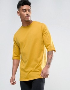 Свободная желтая футболка с рукавами до локтя ASOS - Желтый