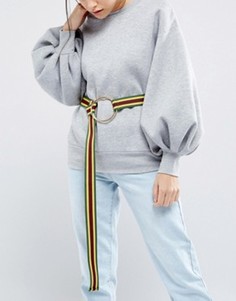 Ремень в полоску с пряжкой-кольцом ASOS - Мульти