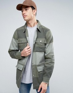 Куртка милитари в стиле пэтчворк Liquor &amp; Poker - Зеленый