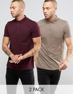 Комплект из 2 трикотажных футболок-поло ASOS - СКИДКА - Мульти