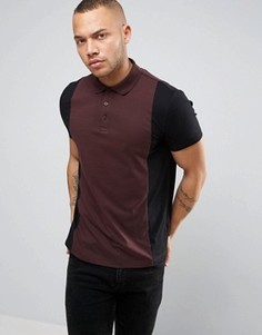 Футболка-поло с вертикальными вставками ASOS - Красный