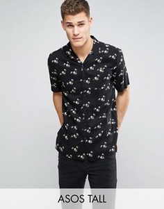 Рубашка классического кроя из вискозы с цветочным принтом ASOS TALL - Черный