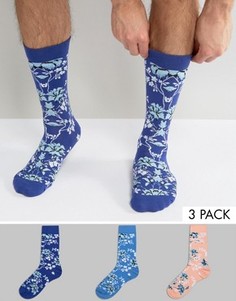 Набор из 3 пар носков с цветочным узором ASOS - Мульти