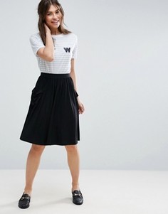 Трикотажная юбка миди с карманами ASOS - Черный