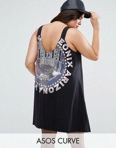 Свободное платье с принтом и открытой спиной ASOS CURVE - Мульти
