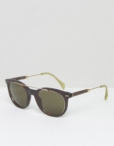 Круглые солнцезащитные очки с черепаховой отделкой и двойной планкой сверху Tommy Hilfiger - Коричневый