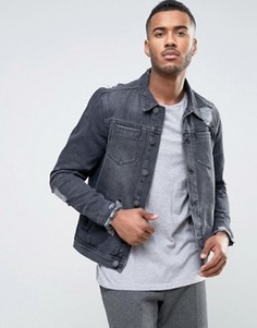 Темно-серая джинсовая куртка с рваной отделкой New Look - Серый