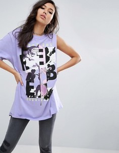 Футболка с одним рукавом и принтом ASOS - Фиолетовый