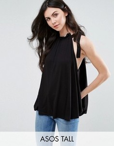 Свободный топ с присборенной горловиной ASOS TALL - Черный