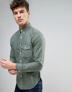 Узкая оксфордская рубашка на пуговицах с карманом Abercrombie &amp; Fitch - Зеленый