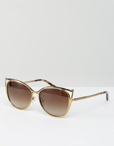 Металлические солнцезащитные очки кошачий глаз с вырезом Michael Kors - Золотой