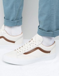 Бежевые кожаные кроссовки Vans California Premium - Бежевый