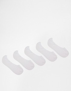 5 пар белых невидимых носков ASOS - СКИДКА - Белый