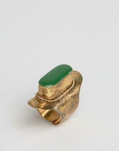 Броское кольцо с зеленым камнем Glamorous - Золотой