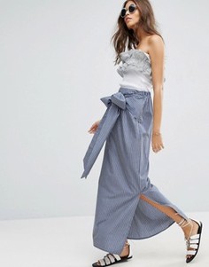 Полосатая юбка макси с бантом ASOS - Синий