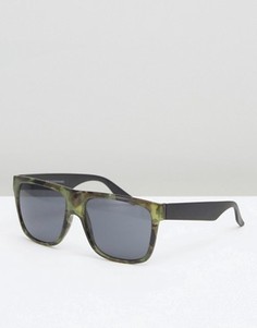 Квадратные солнцезащитные очки с камуфляжным принтом New Look - Зеленый