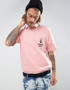Oversize-футболка с вышивкой Peace Out ASOS - Розовый