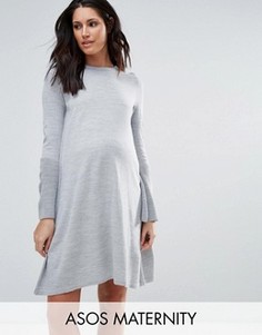 Трикотажное платье с рукавами клеш ASOS Maternity - Серый
