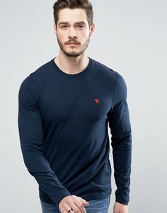 Темно-синий обтягивающий лонгслив с вышивкой Abercrombie &amp; Fitch - Темно-синий
