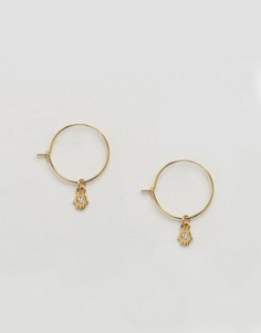 Серьги-кольца с подвесками хамса Orelia - Золотой