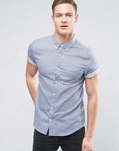Узкая рубашка с короткими рукавами Burton Menswear - Синий