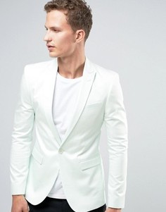 Бледно-синий блейзер скинни из хлопкового сатина ASOS - Синий