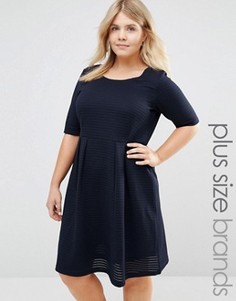 Короткое приталенное платье с короткими рукавами Junarose - Темно-синий