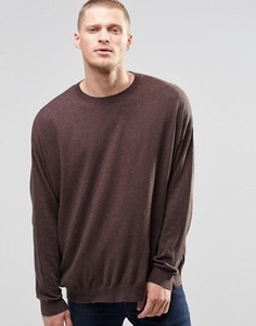 Коричневый меланжевый oversize‑джемпер из хлопка ASOS - Коричневый