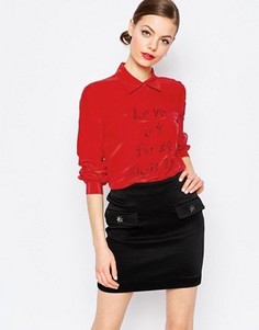 Рубашка из шелковой смеси Love Moschino Love At First Sight - Красный