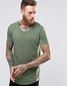 Зеленая меланжевая футболка с формованным низом Lee Hillside - Зеленый