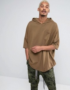 Удлиненное oversize‑худи с короткими рукавами ASOS - Коричневый