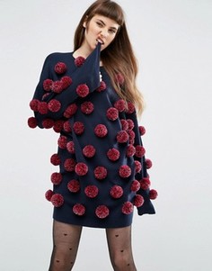 Платье-джемпер с помпонами ASOS - Мульти