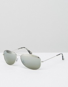 Квадратные солнцезащитные очки-авиаторы с зеркальными стеклами Ray-Ban 0RB3562 - Серебряный