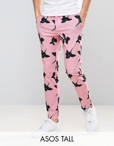 Розовые брюки скинни с цветочным принтом ASOS TALL - Розовый