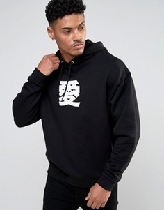 Oversize-худи с принтом ASOS - Черный