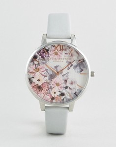 Часы с ремешком из искусственной кожи и цветочным принтом на циферблате Olivia Burton - Серый