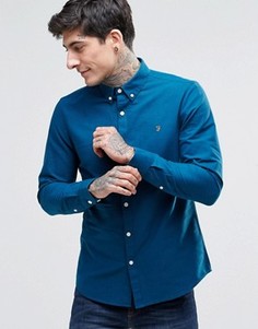 Синяя оксфордская рубашка слим Farah - Синий