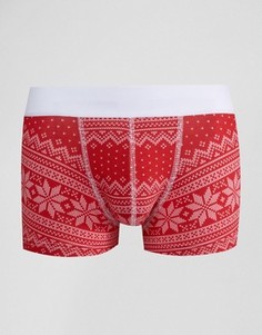 Рождественские трусы‑хипстеры с принтом Фэйр‑Айл ASOS - Красный