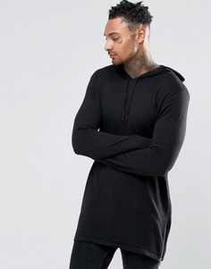 Удлиненное трикотажное худи с молниями ASOS - Черный