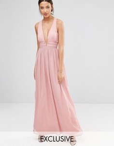 Платье для выпускного с декольте и открытой спиной True Decadence Tall - Розовый