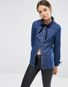Джинсовая рубашка с бантиком Vero Moda - Темно-синий