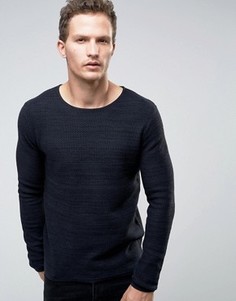 Джемпер из вафельного трикотажа Selected Homme - Темно-синий
